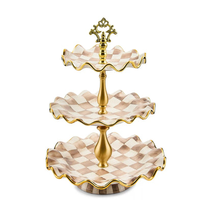 Courtly Check Ceramic Three Tier Sweet Stand