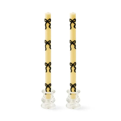 Black Bow Dinner Candles, Set of 2