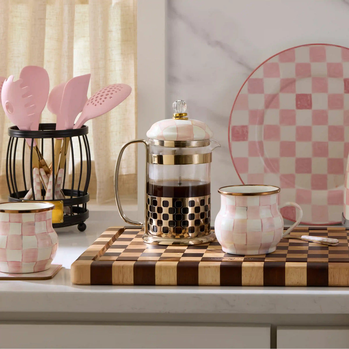 Mocha Check French Press