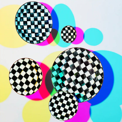 Violet Check Serving Platter