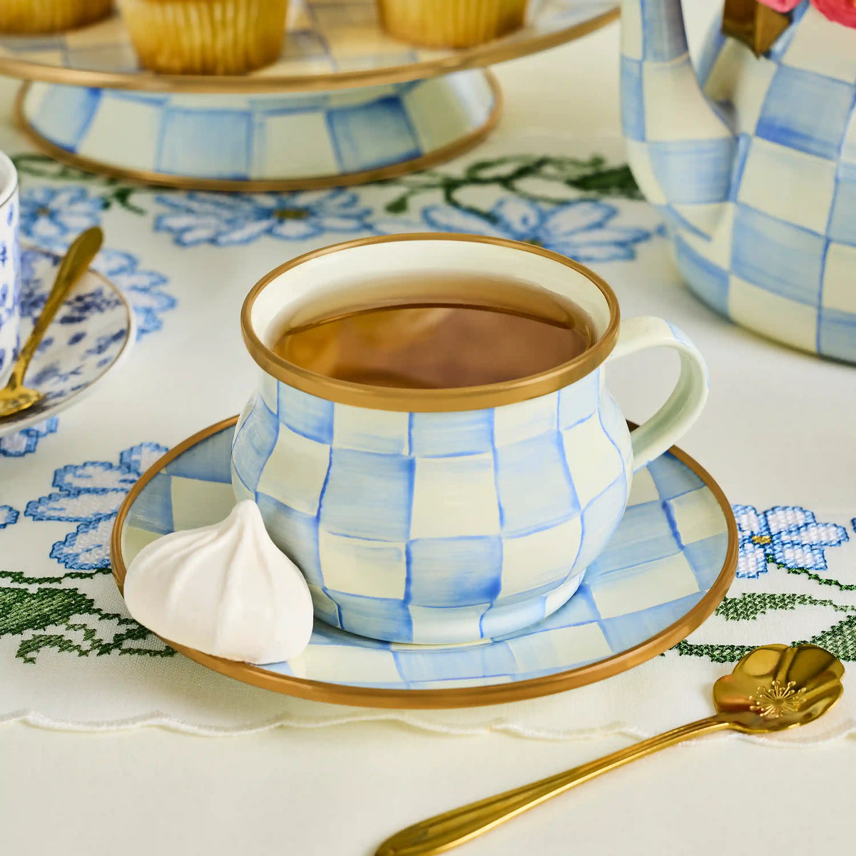 Mocha Check Teacup