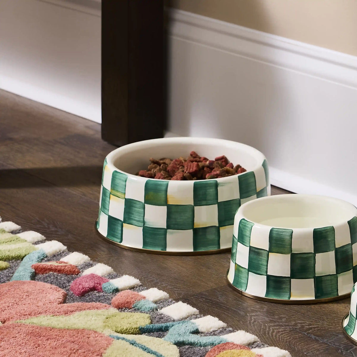 Emerald Check Small Pet Dish