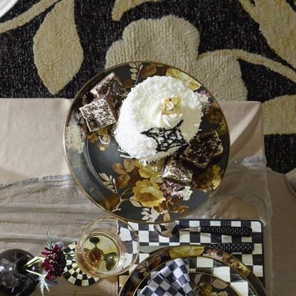 White Flower Market Large Pedestal Platter