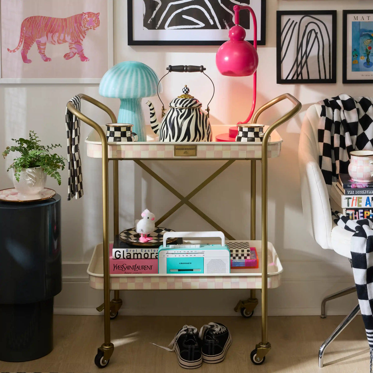 Courtly Check 2-Tier Kitchen Cart