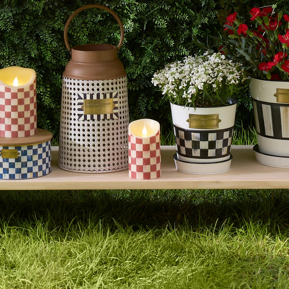 Cherry Check Flameless 5" Pillar Candle