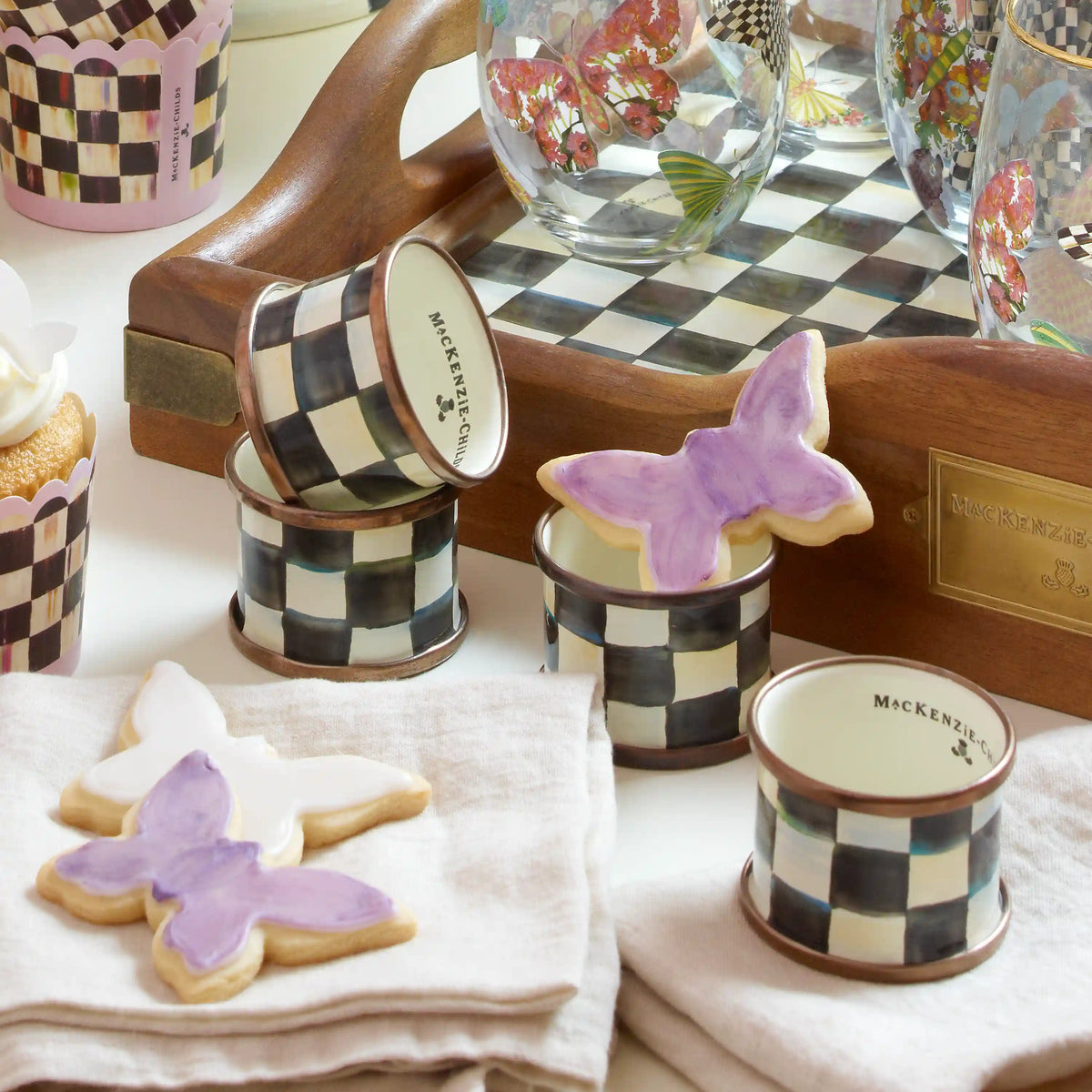 Courtly Check Napkin Rings, Set of 4