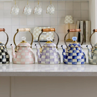 Mocha Check 3 Quart Tea Kettle
