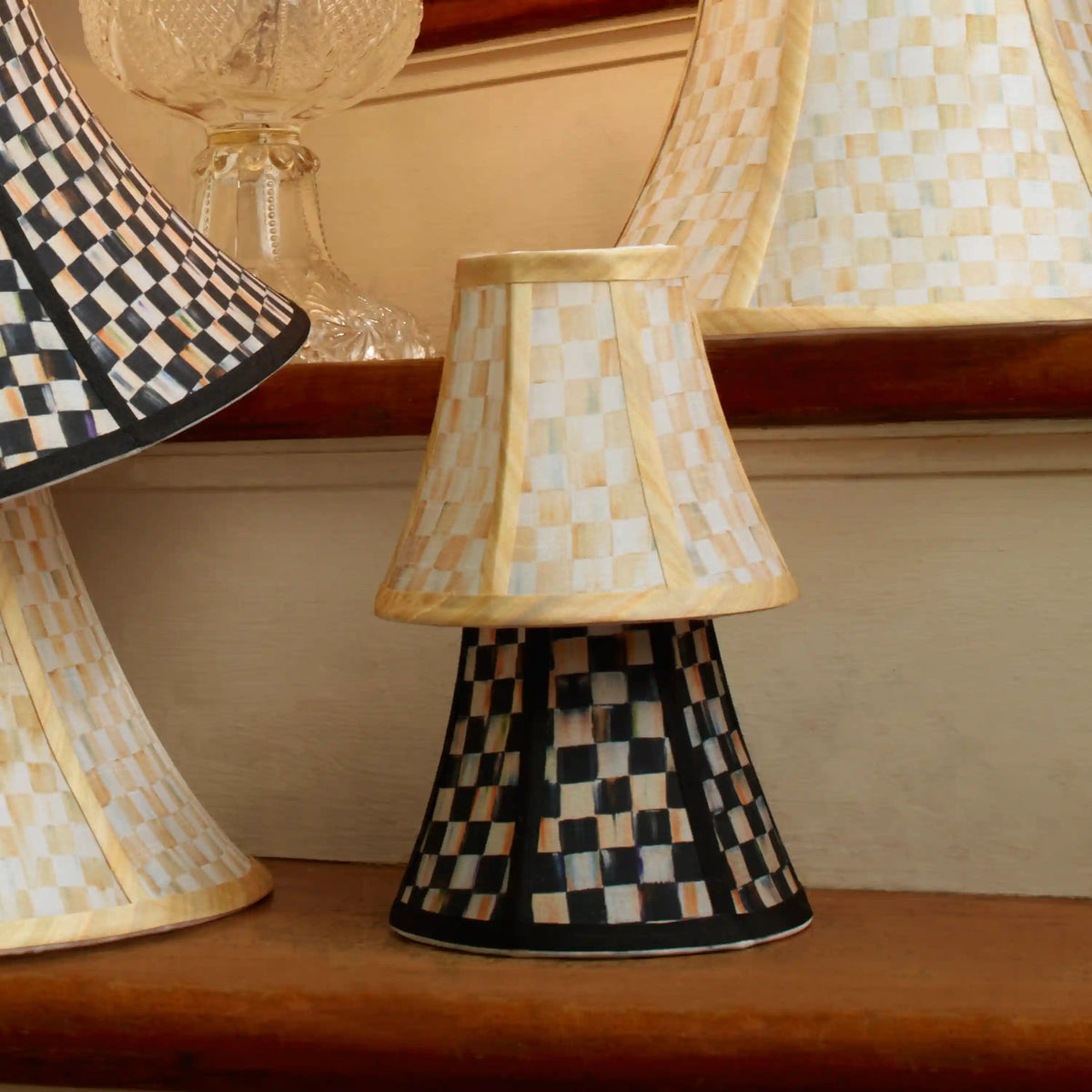 Mocha Check Chandelier Shade