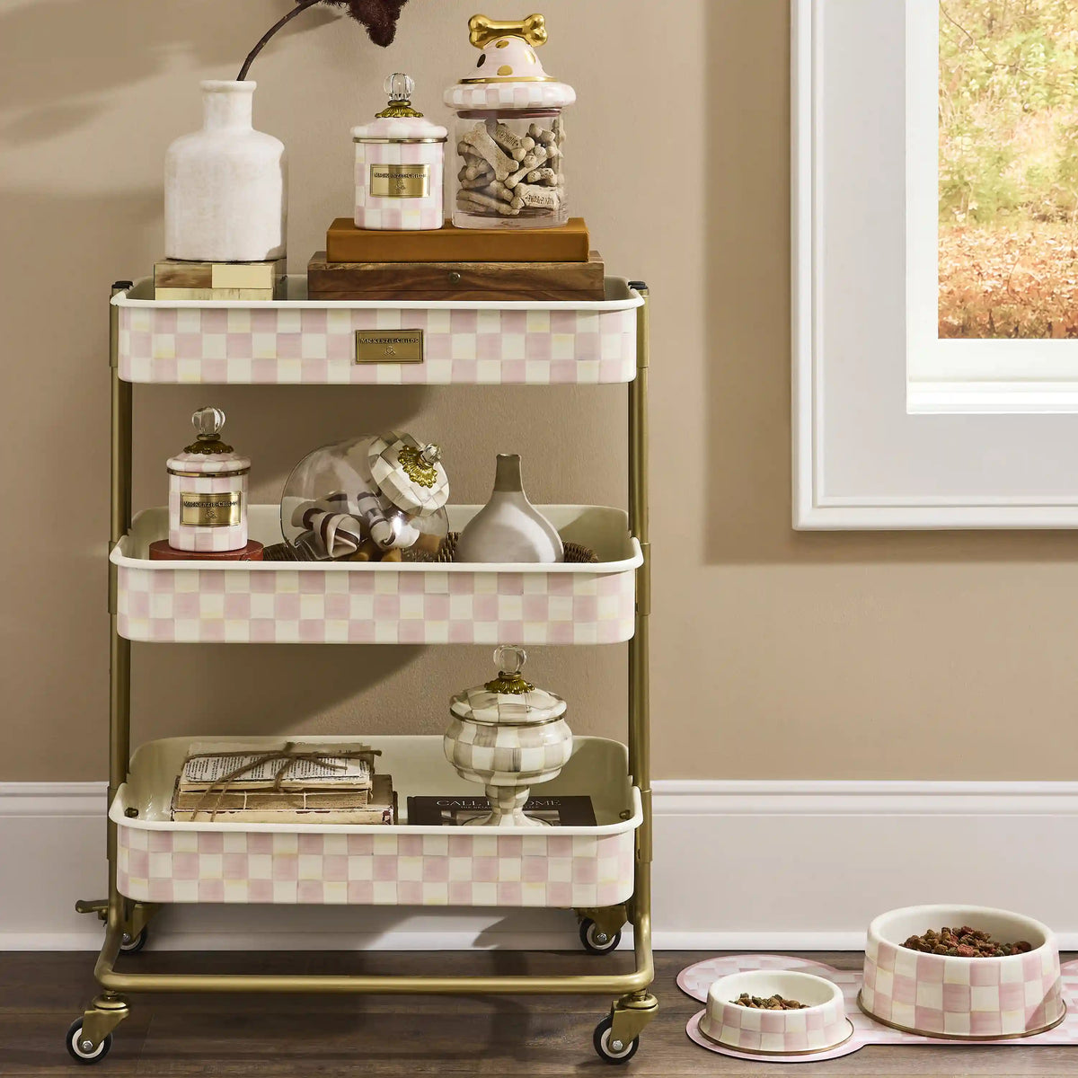 Courtly Check 3-Tier Kitchen Cart