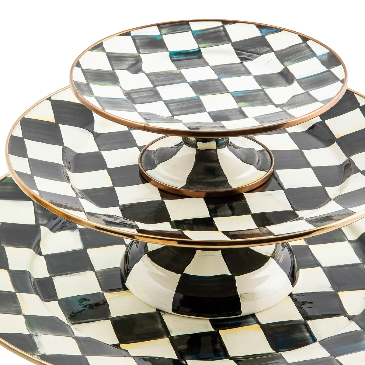 Sterling Check Large Pedestal Platter