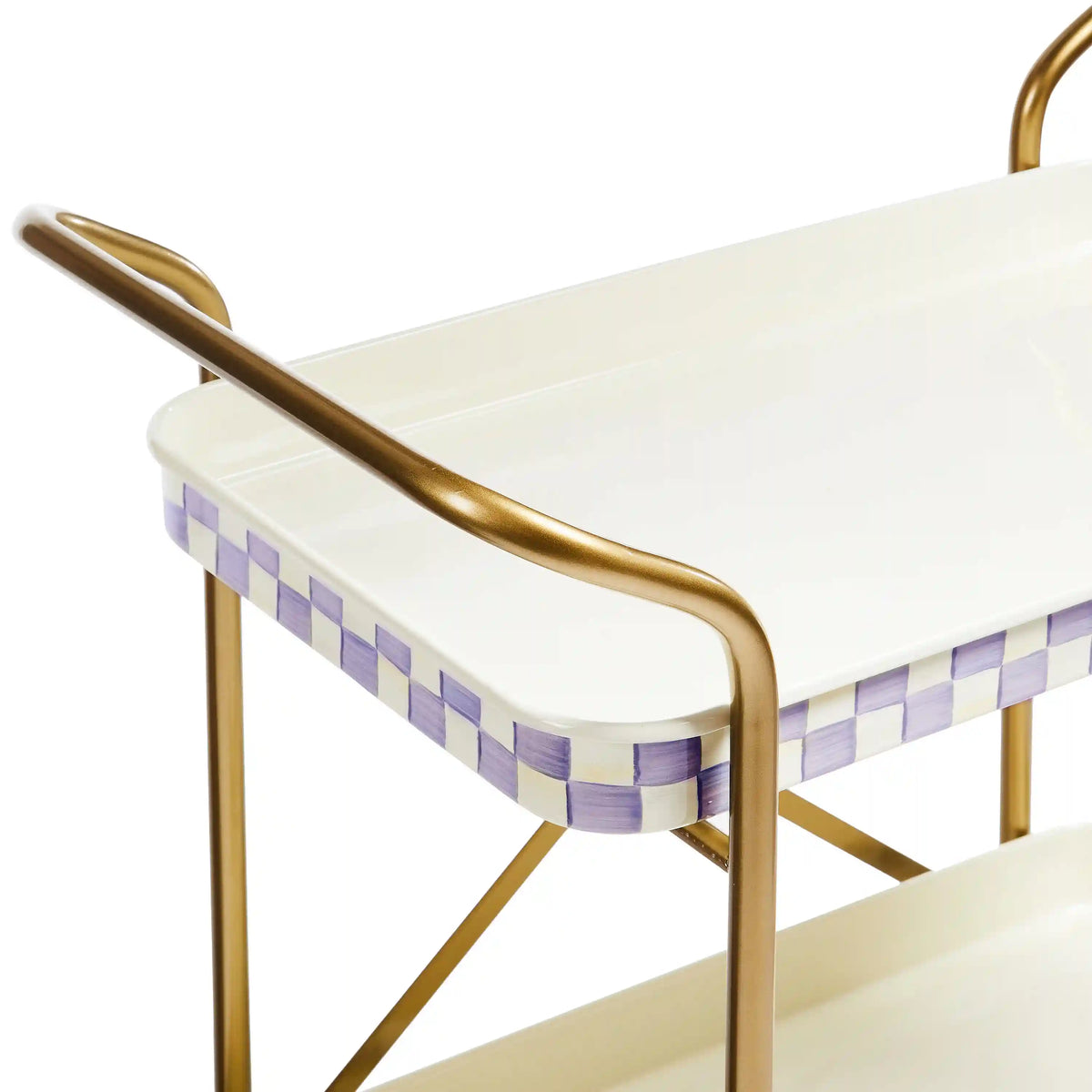 Mocha Check 3-Tier Kitchen Cart