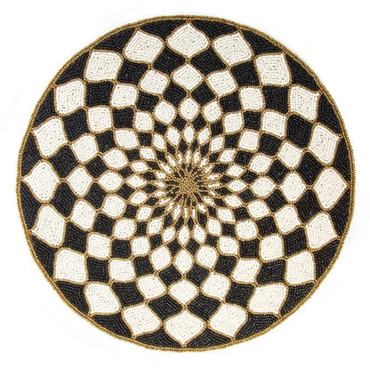 Kaleidoscope Black & Ivory Beaded Placemat