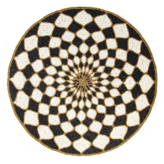 Kaleidoscope Black & Ivory Beaded Placemat