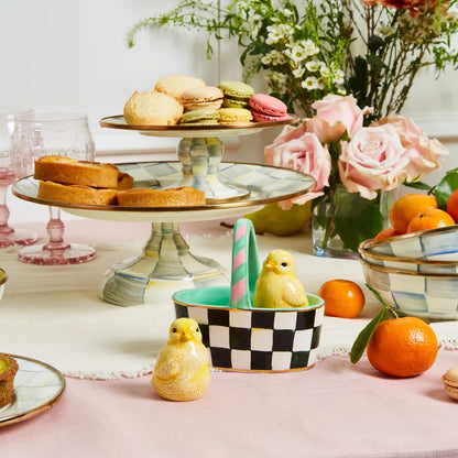 Violet Check Mini Pedestal Platter
