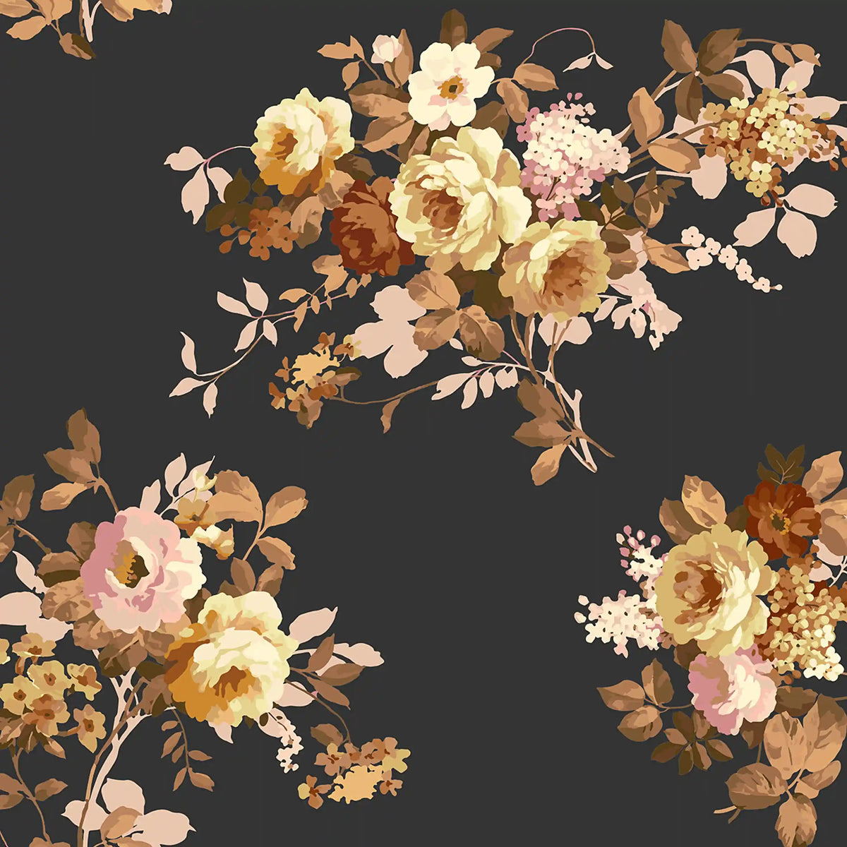 Mocha Wild Rose Peel & Stick Wallpaper