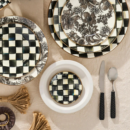 Emerald Check Appetizer Plates, Set of 4