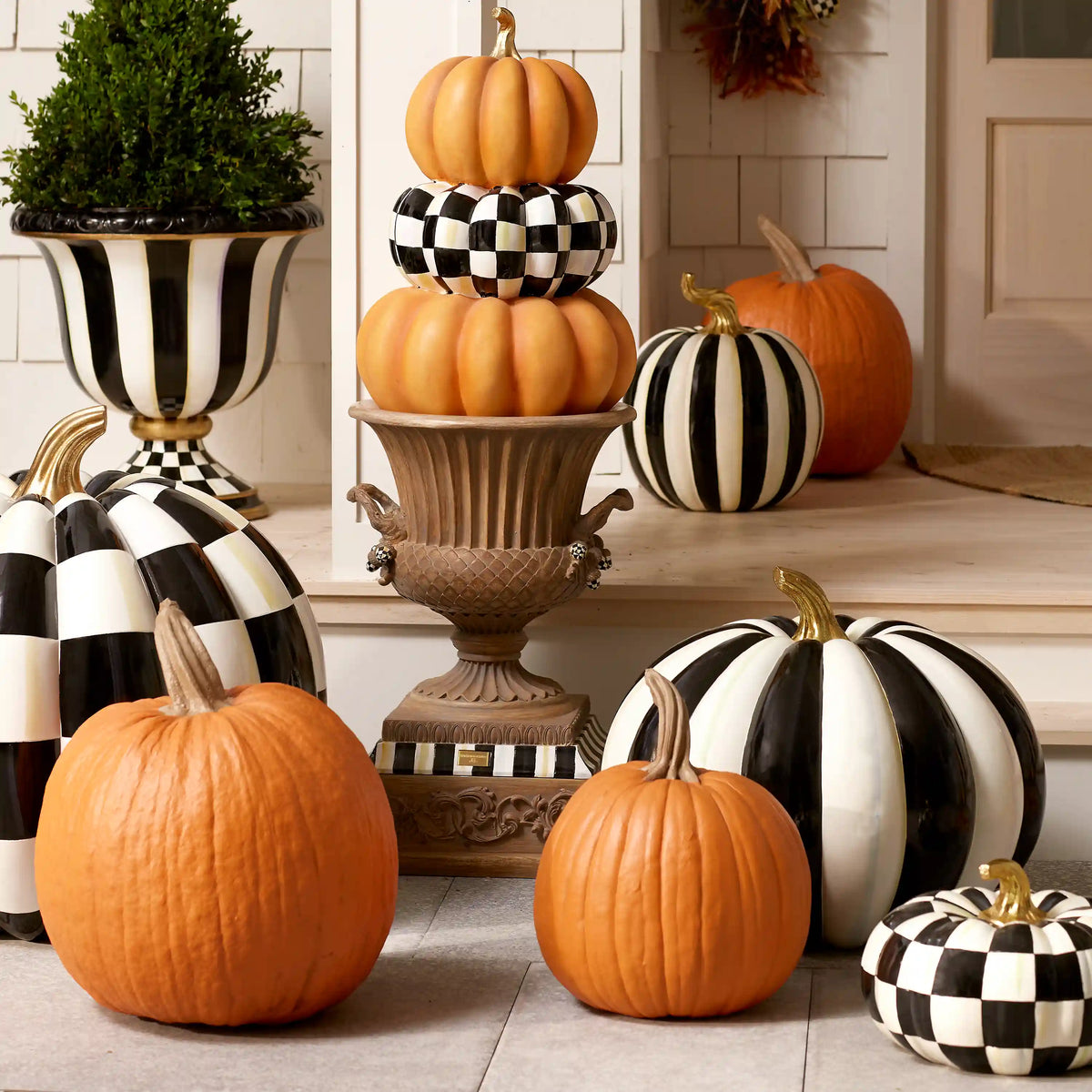 Sterling Check Pedestal Urn
