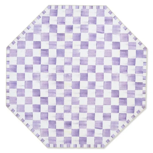 Violet Checkered 6' Octagon Washable Rug