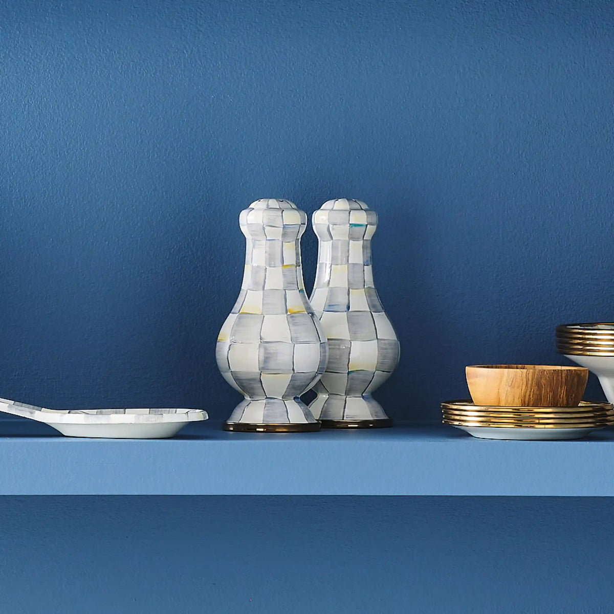 Sterling Check Salt & Pepper Shakers