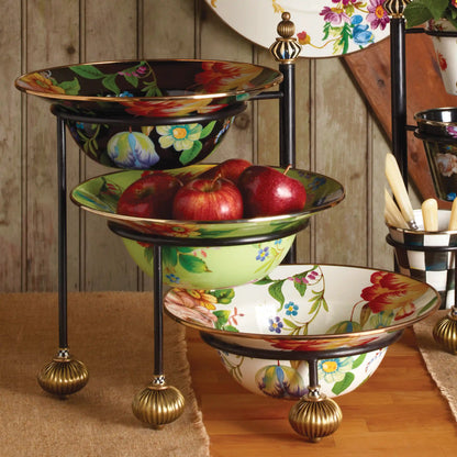 White Flower Market Serving Bowl