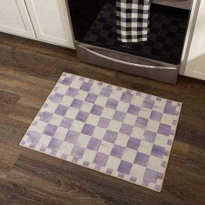Violet Checkered 2' x 3' Washable Rug