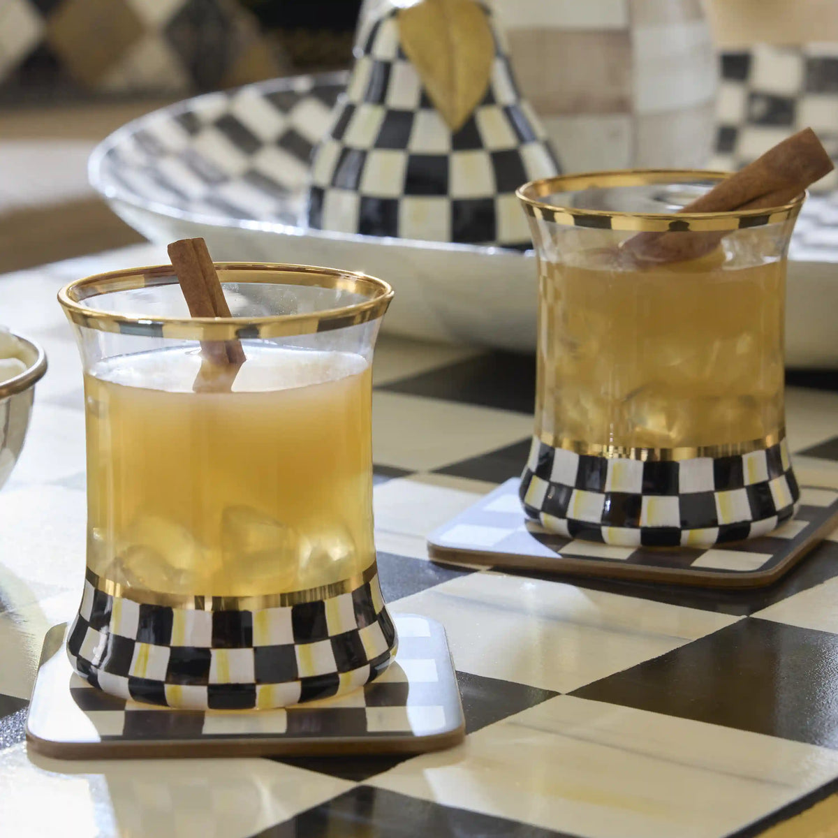 Mocha Check Cork Back Coasters, Set of 4