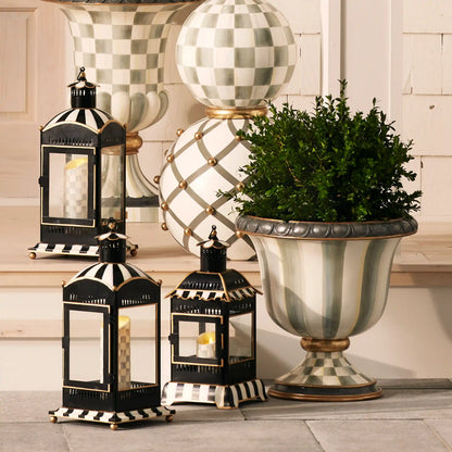 Violet Check Pedestal Urn