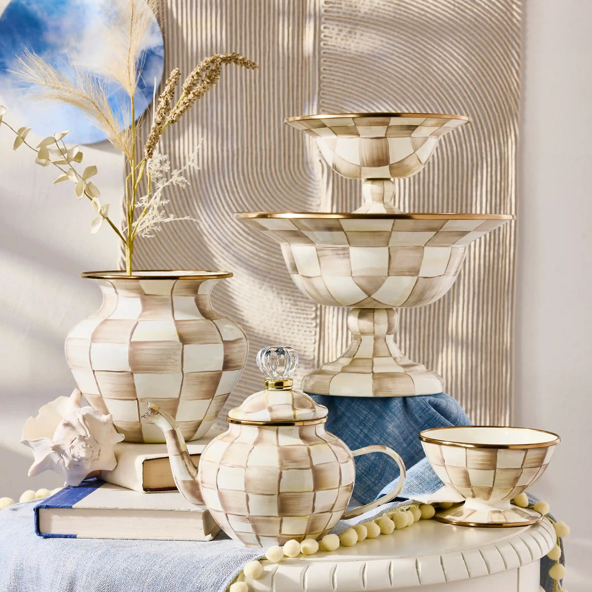 Violet Check Large Compote