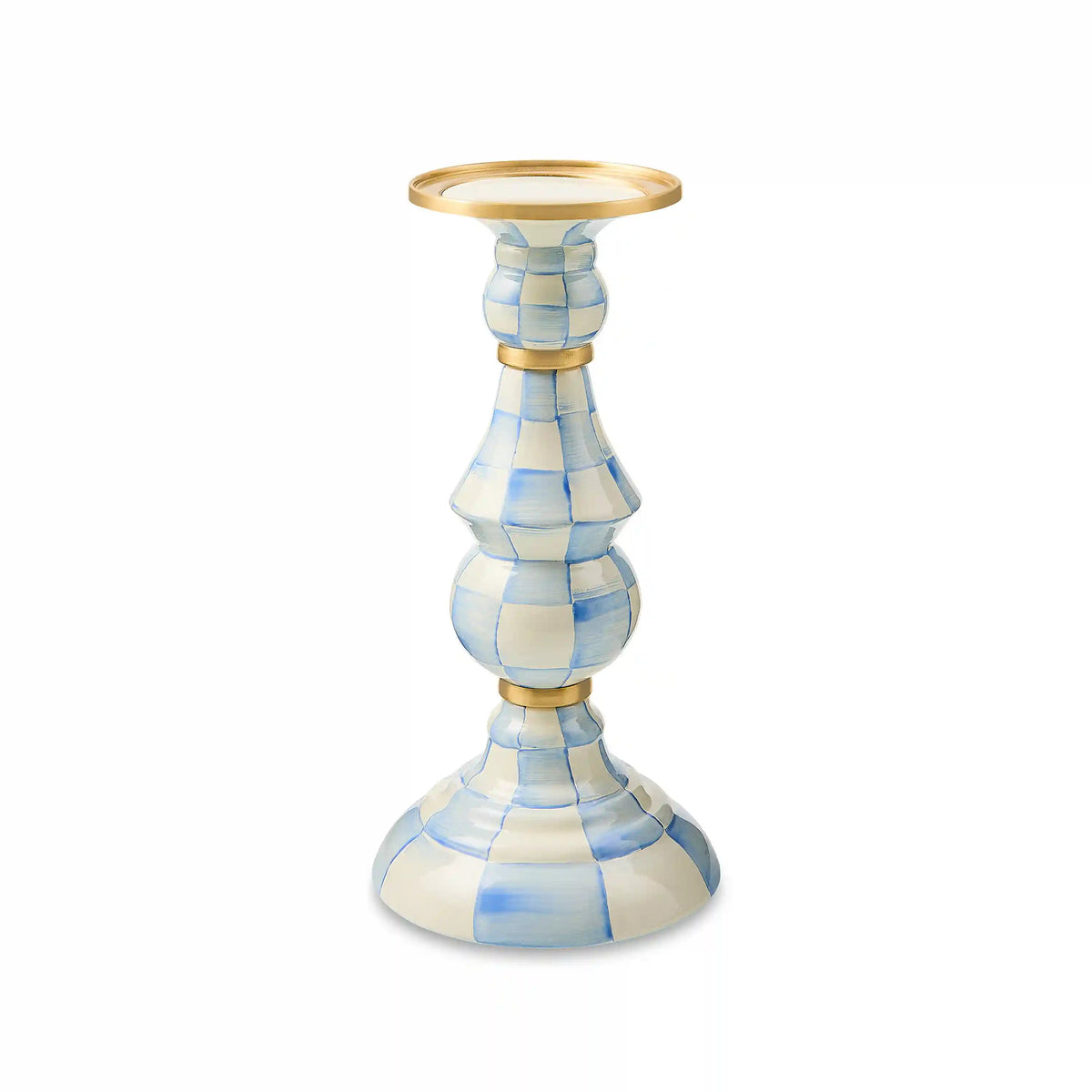 Violet Check Medium Pillar Candlestick