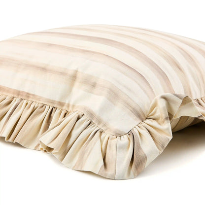Rosy Stripe Ruffle Throw Pillow