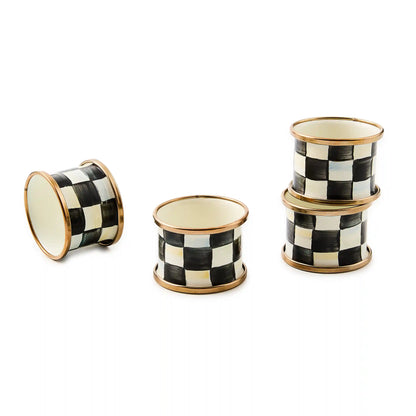 Mocha Check Napkin Rings, Set of 4