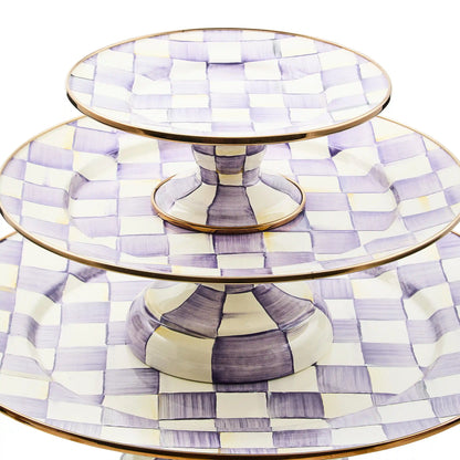 Violet Check Large Pedestal Platter