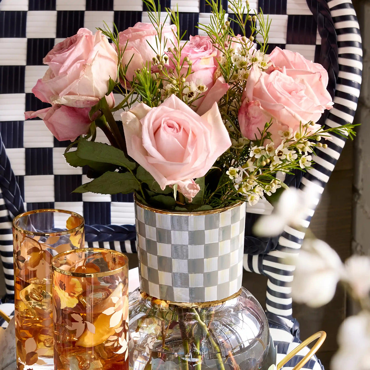 Courtly Check Glass Vase