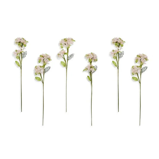 Pink Hydrangea Beaded Flower Stem, Set of 6