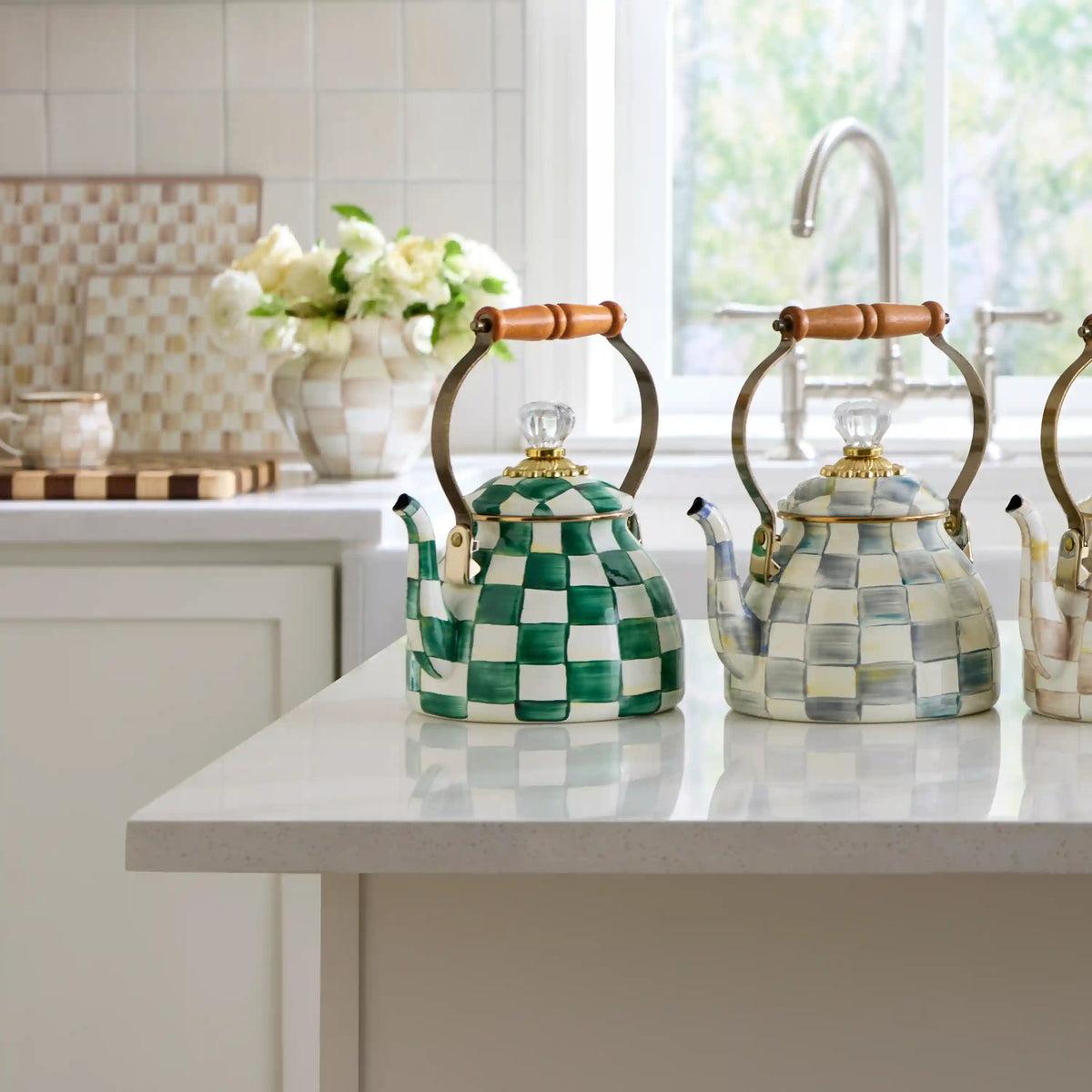 Emerald Check 3 Quart Tea Kettle