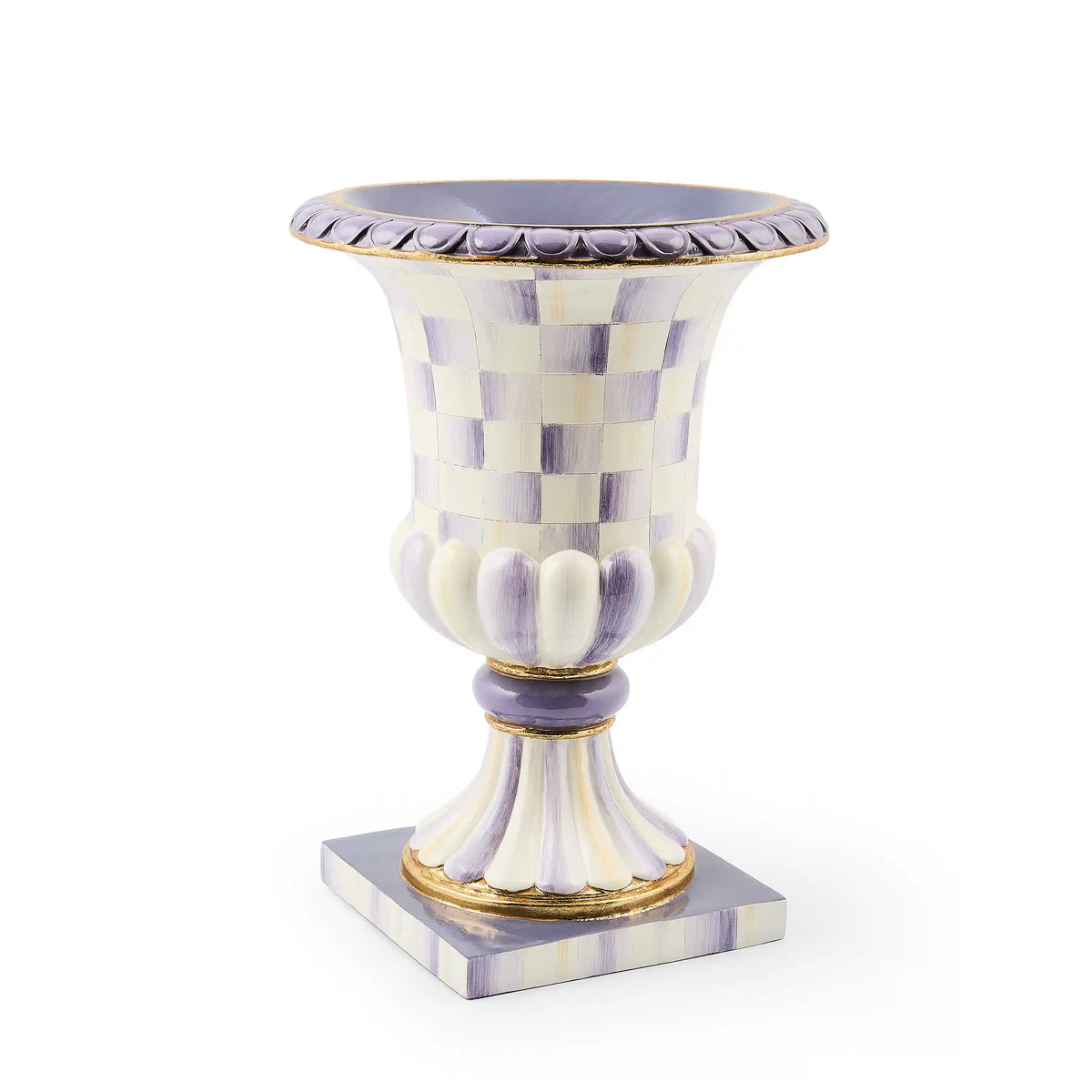 Mocha Check Tabletop Pedestal Urn
