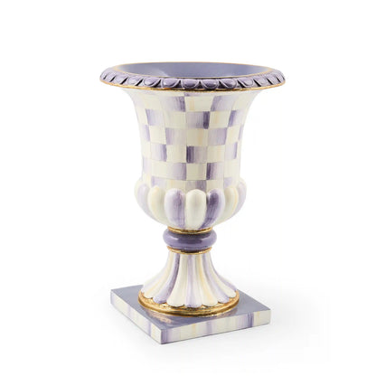 Mocha Check Tabletop Pedestal Urn