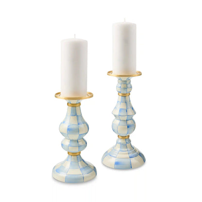 Mocha Check Medium Pillar Candlestick