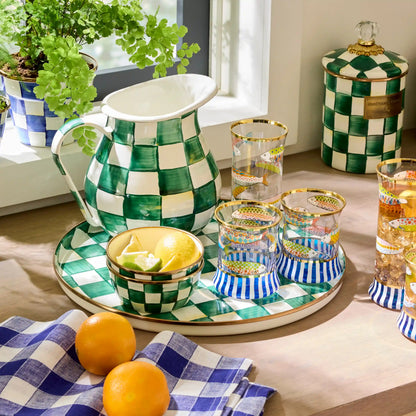 Emerald Check Round Tray