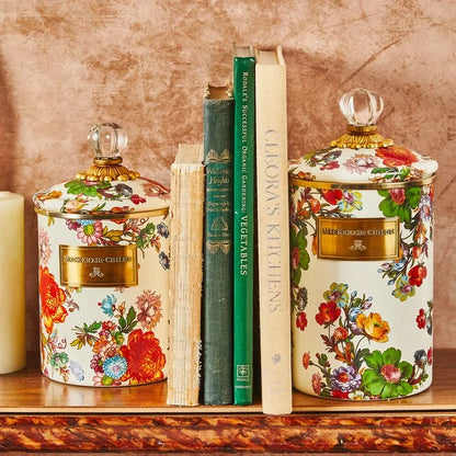 White Flower Market Large Canister