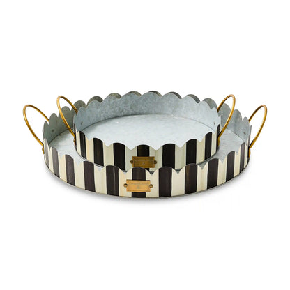 Rosy Stripe Serving Trays, Set of 2