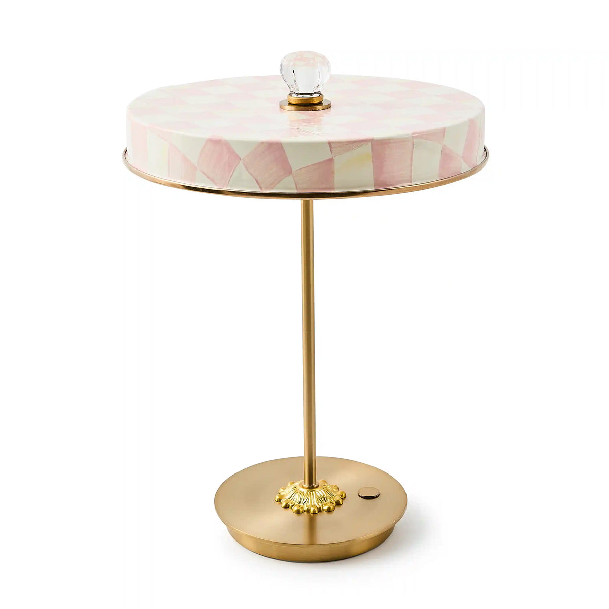 Emerald Check LED Rechargeable Disk Table Lamp