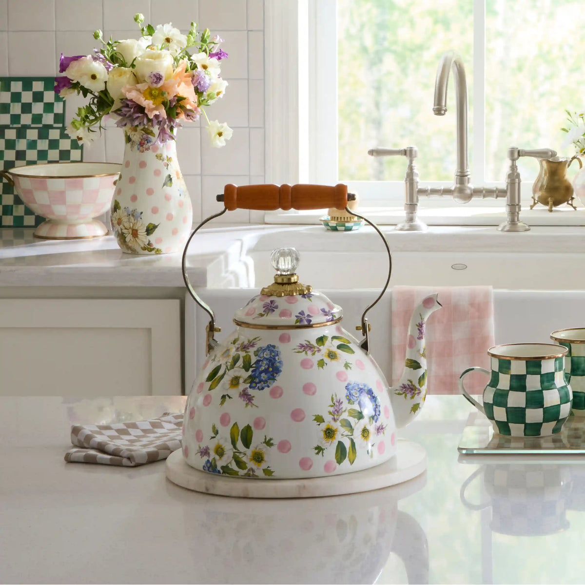 Wild Rose Mauve 2 Quart Tea Kettle