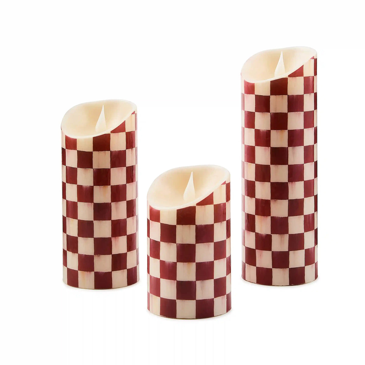 Emerald Check Flameless 5" Pillar Candle