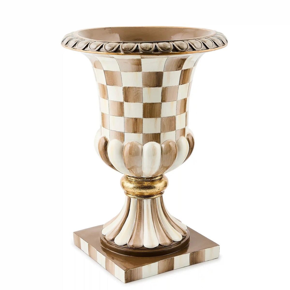 Violet Check Tabletop Pedestal Urn