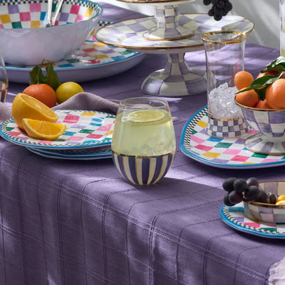 Violet Stripe Stemless Wine Glass