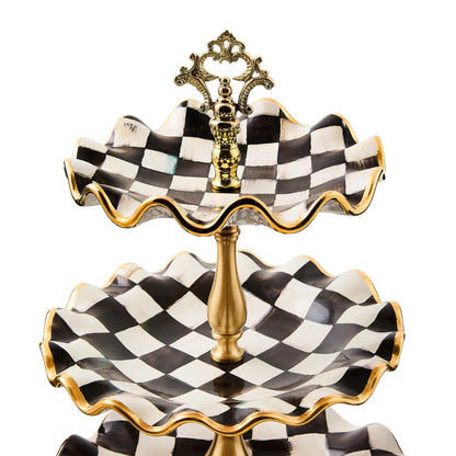 Rosy Check Ceramic Three Tier Sweet Stand