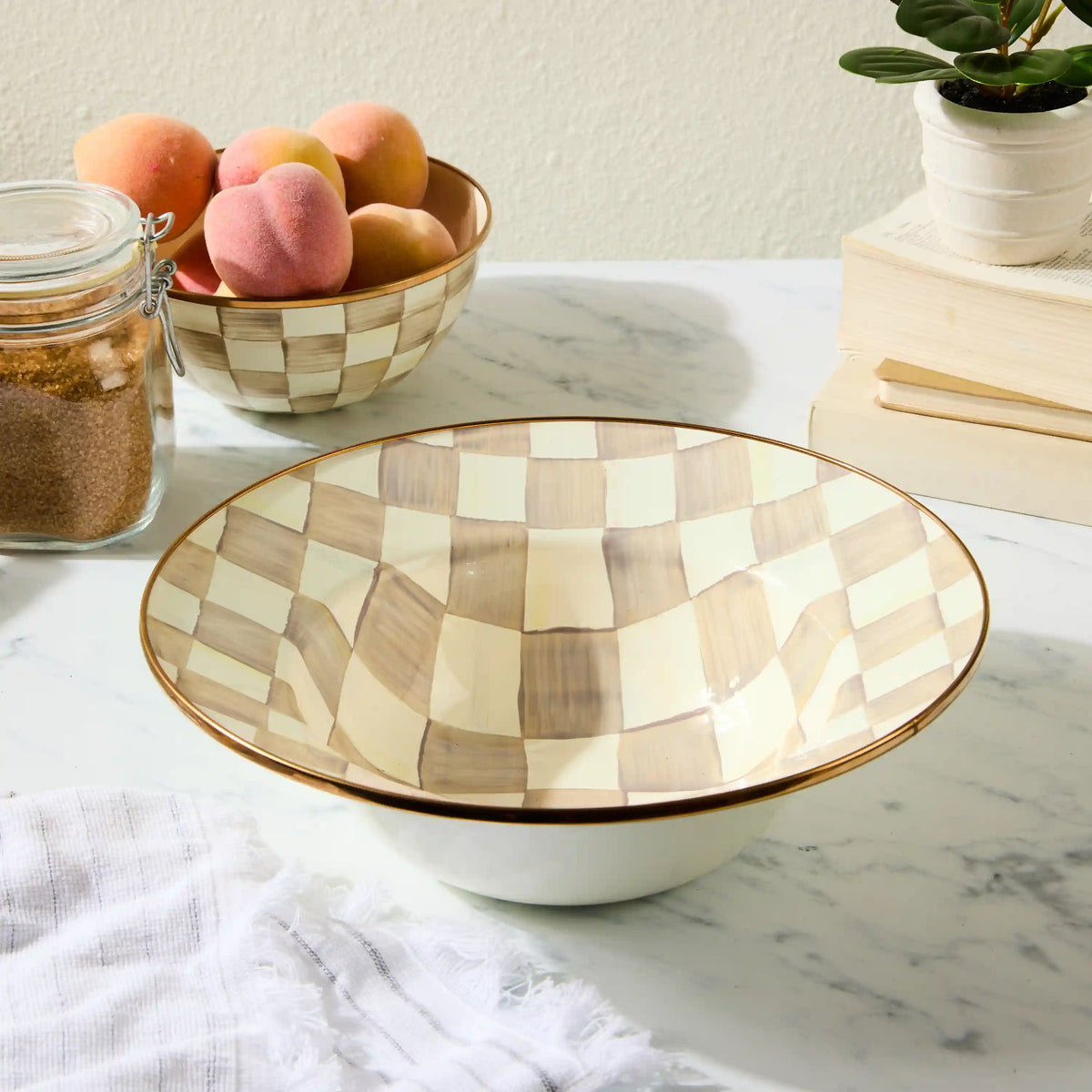 Rosy Check Serving Bowl