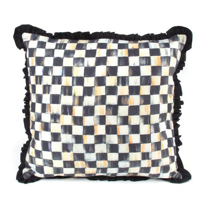 Courtly Check Ruffled Square Throw Pillow