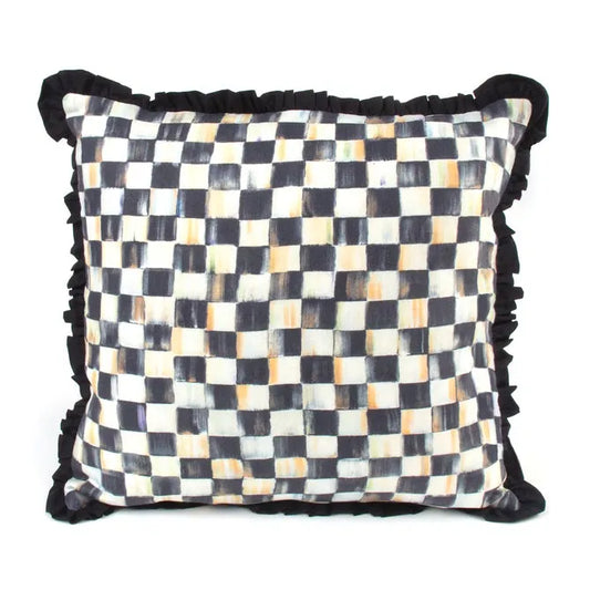 Courtly Check Ruffled Square Throw Pillow